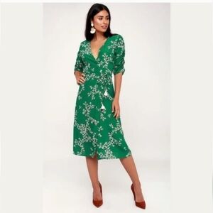 Faithful the Brand Dress Annie Marie Green Floral Wrap